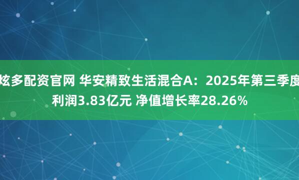 炫多配资官网 华安精致生活混合A：2025年第三季度利润3.83亿元 净值增长率28.26%