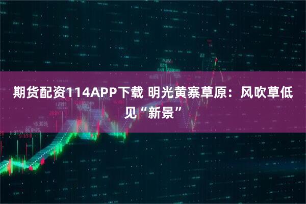 期货配资114APP下载 明光黄寨草原：风吹草低见“新景”